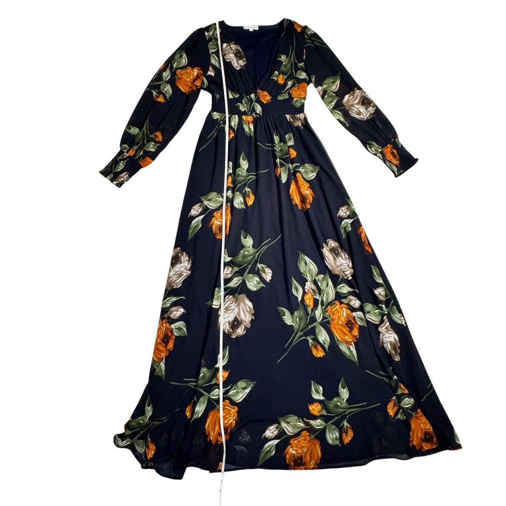 Baltic Born Olivia Midnight Navy Floral Maxi Dress Women's Medium Boho Cottage - Picture 5 of 16